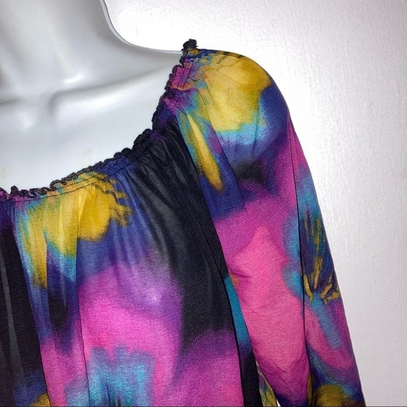 Worthington Sheer Multicolored Top M - Picture 3 of 5